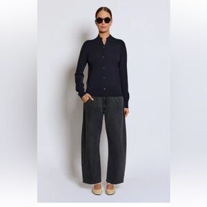 Roucha Schiele navy sweater cardigan size B Medium wool